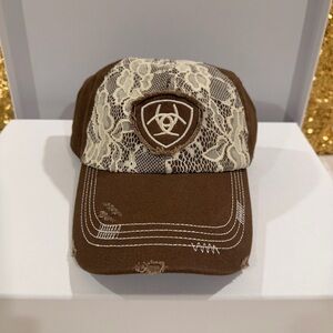 Ariat Brown Cap with Cream Lace Front One Size Fits All NWOT